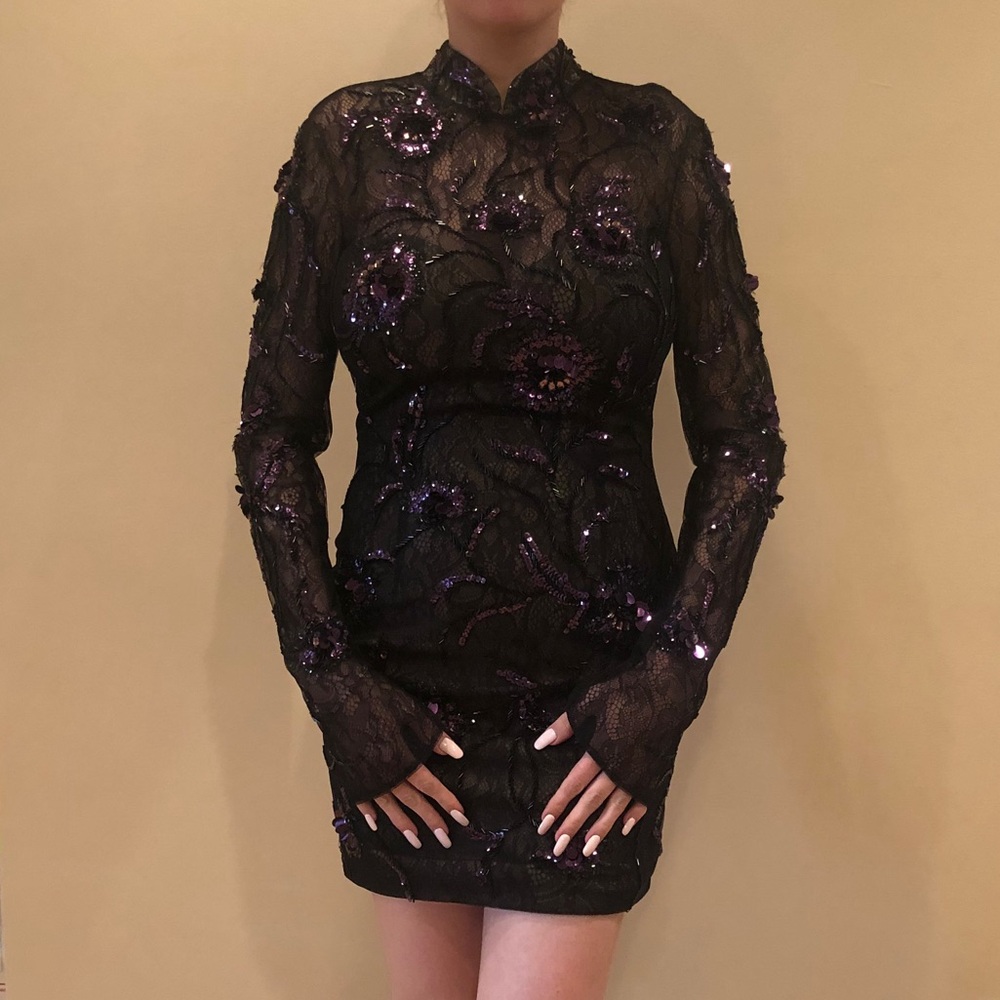 MacDuggal sequined short dress